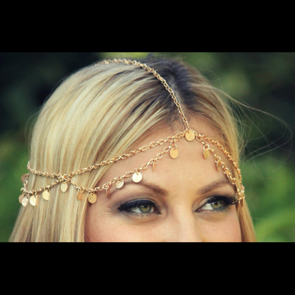 headwear taenia tassels hair chain headdress head
